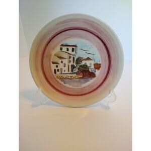 Vintage Hand Painted Village Scene ~ Greece ~ Signed Ceramic Wall Hanging Plate